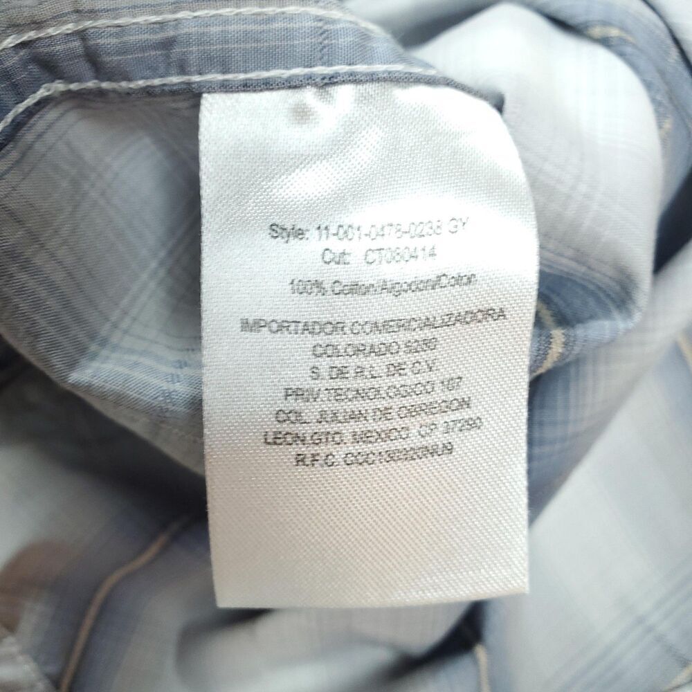 Stetson Shirt Mens XXL Blue White Plaid Pearl Snap Flip Cuff Western Cowboy - Picture 6 of 16